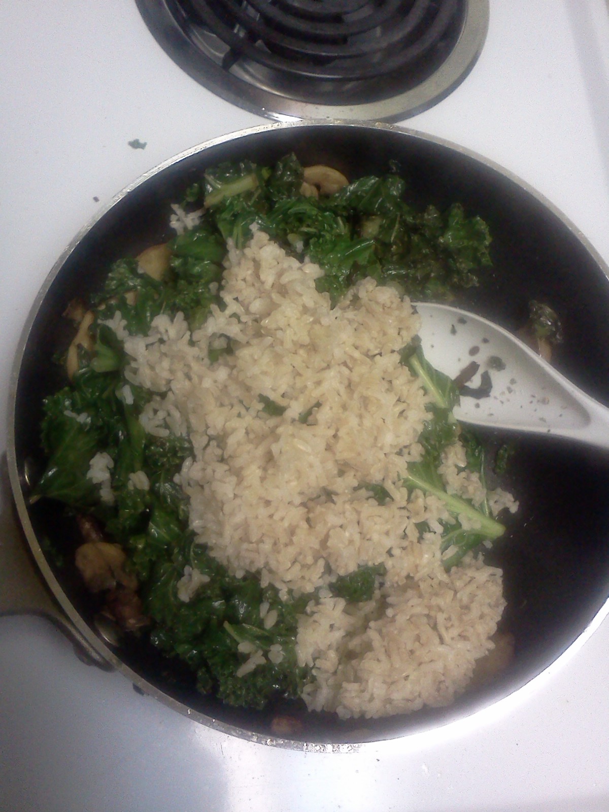 AfroVeganChick Kale, Brown Rice, And Mushroom Salad