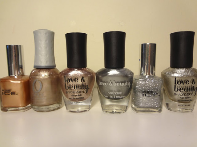 nail polishes, metallics, copper, bronze, pewter, gold, silver