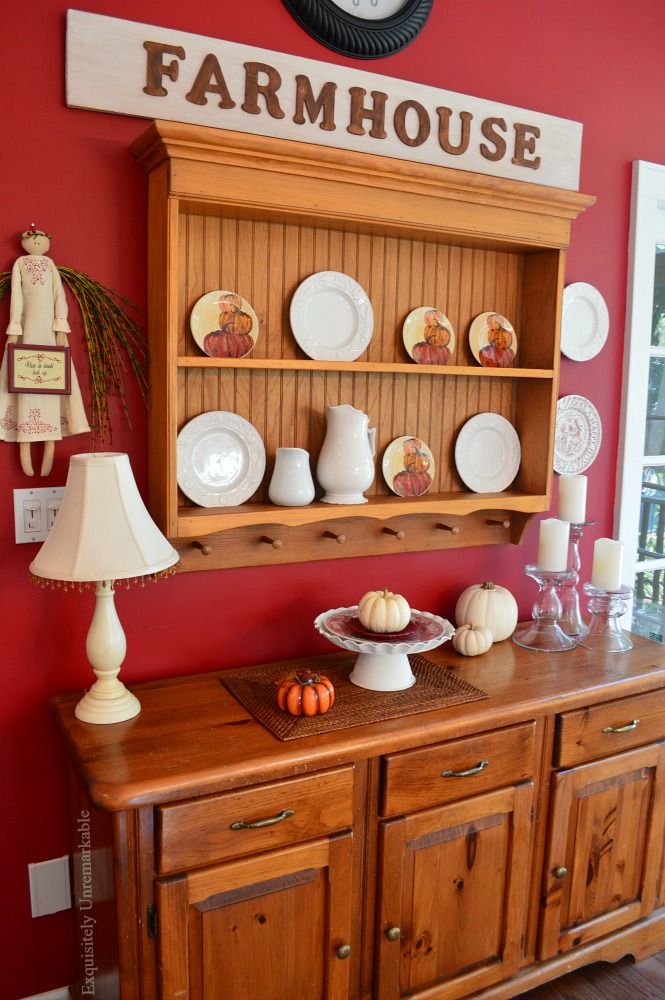 Pine Buffet In Cottage Style Kitchen For Fall