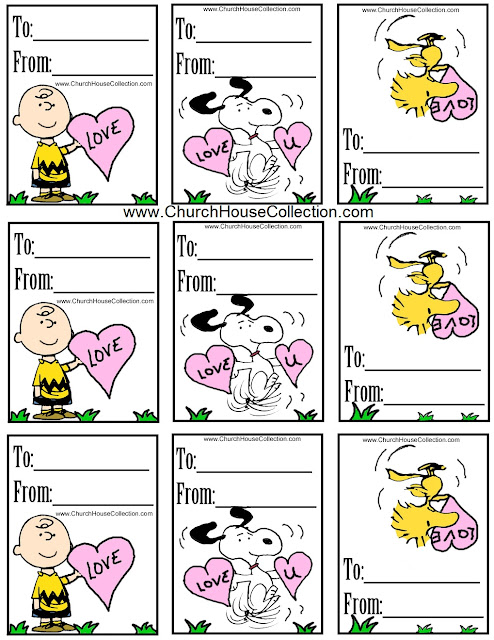 Snoopy, Charlie Brown, and Woodstock  Printable Valentine's Day Cards For Kids Peanuts Gang Printables