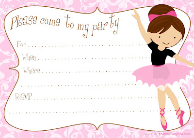 Printable Free Ballerina Party Invites | Free Printable Party Invitations