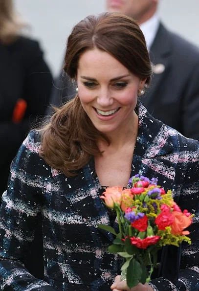 Kate Middleton wore Erdem Coat, Oscar de la Renta pearl earrings, Rupert Sanderson Malory Pumps