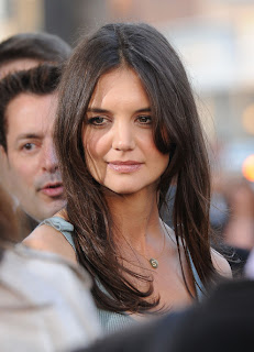 Katie Holmes Long Brunette center part Hairstyle