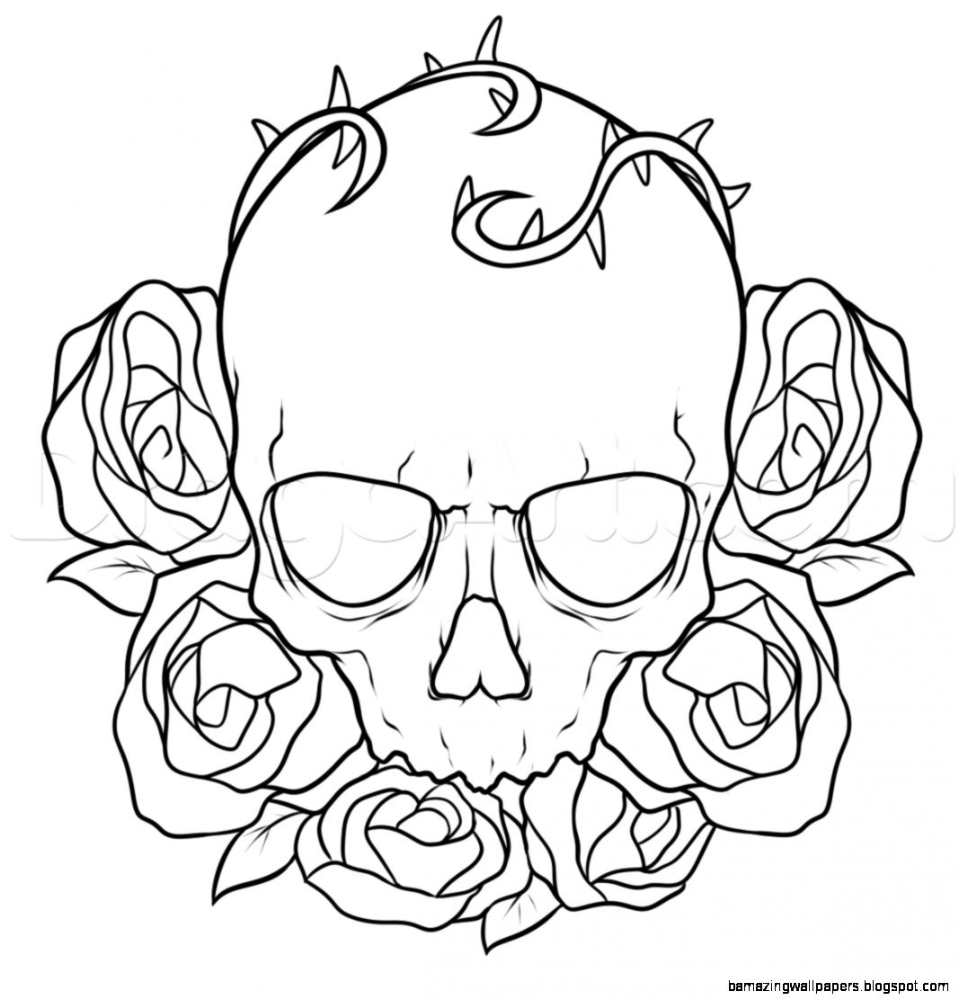 How to Draw a Skull and Roses Tattoo Step by Step Tattoos Pop