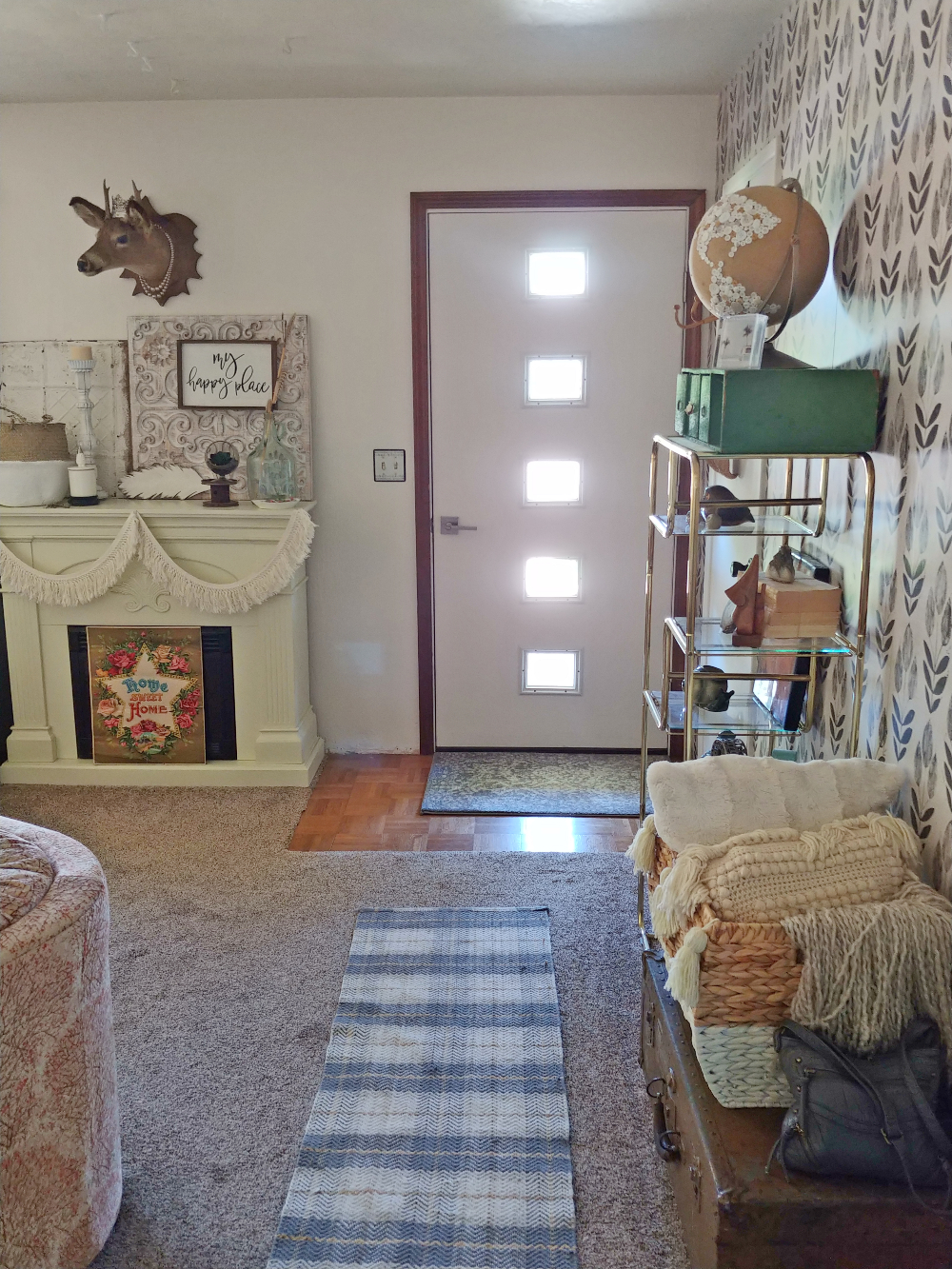 Living Room Makeover Wallpaper & a New Front Door Little Vintage