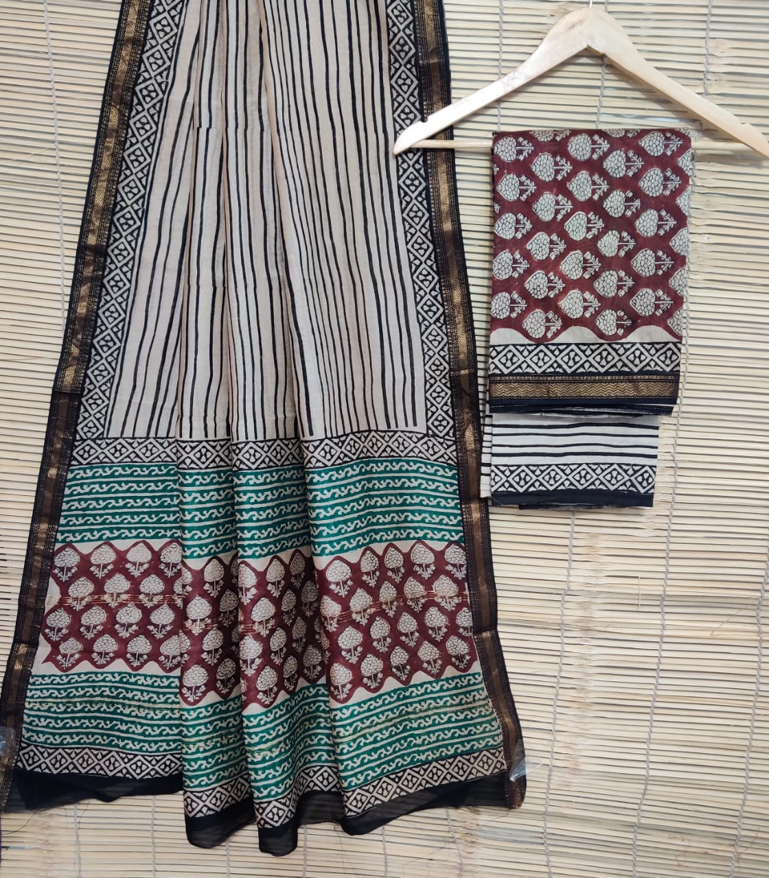 Block printed Maheshwari silk sarees
