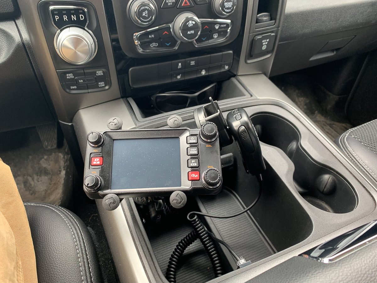 Mobile VHF/UHF Radio install in a RAM 1500