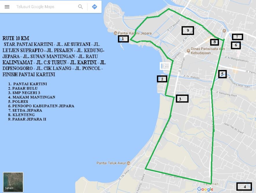 🔍 Jepara 10K • 2017 Rute Route Jepara 10K • 2017