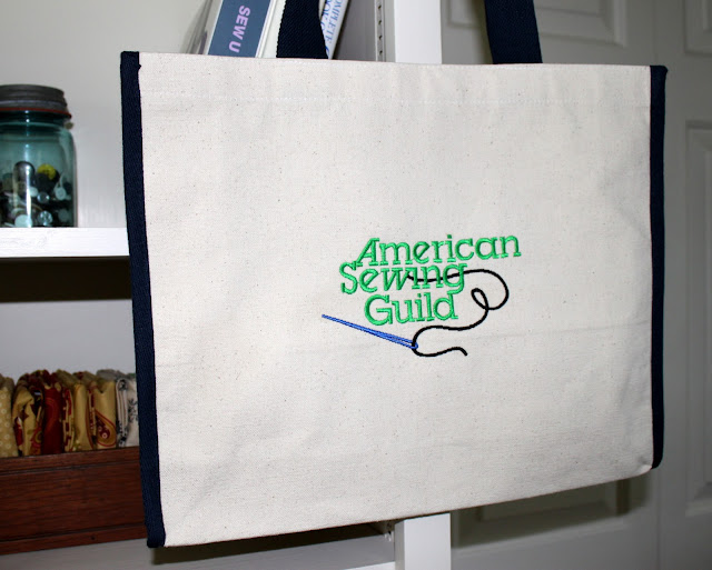 American Sewing Guild embroidered tote bag