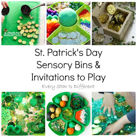 St. Patrick's Day sensory bins and invitations to play
