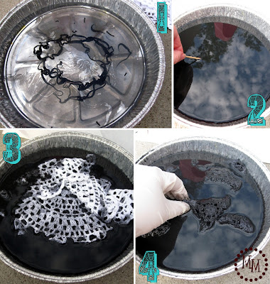 dying doilies black steps 1-4
