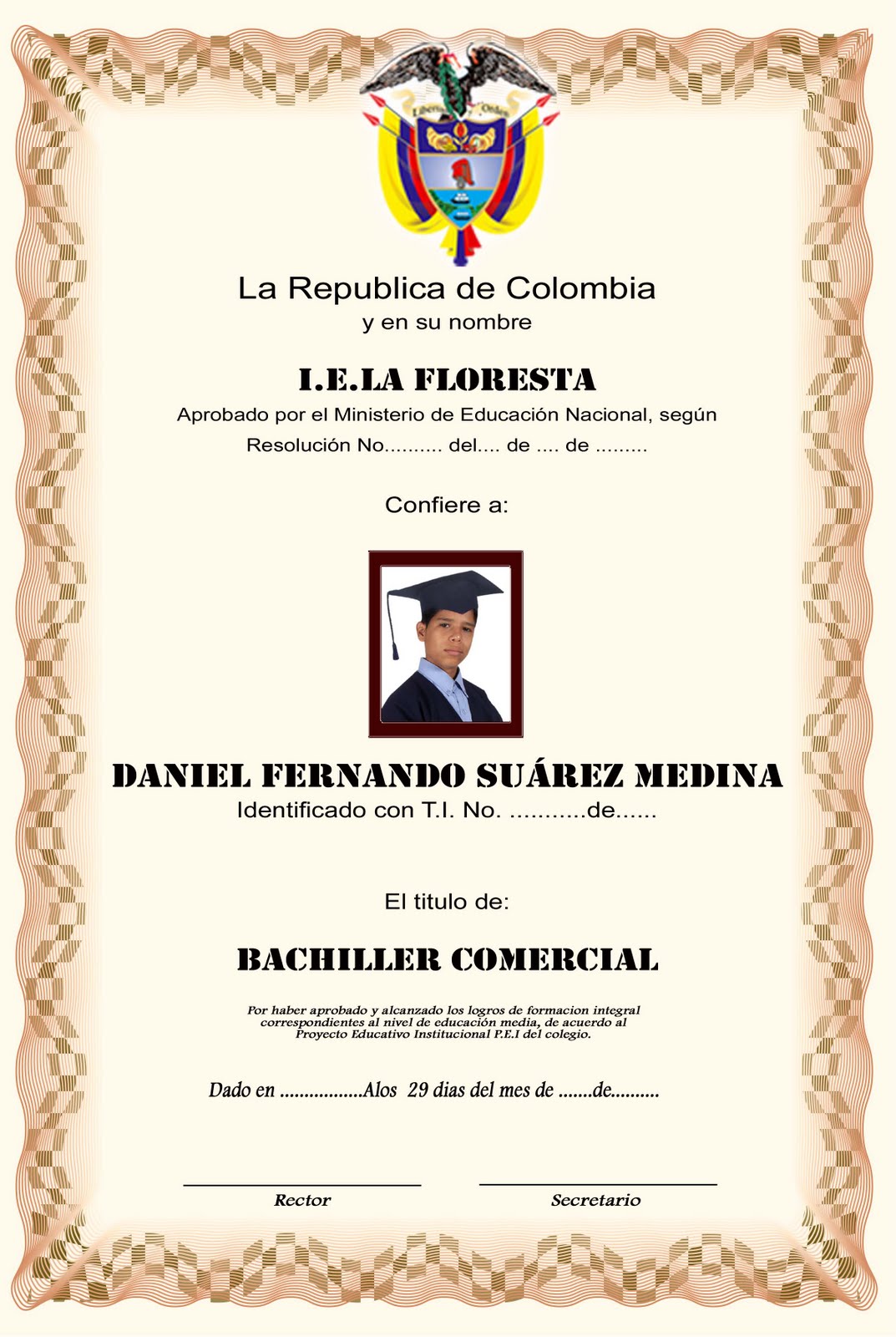 Diploma Oficial De Bachillerato Real Diploma Oficial De Bachillerato Real