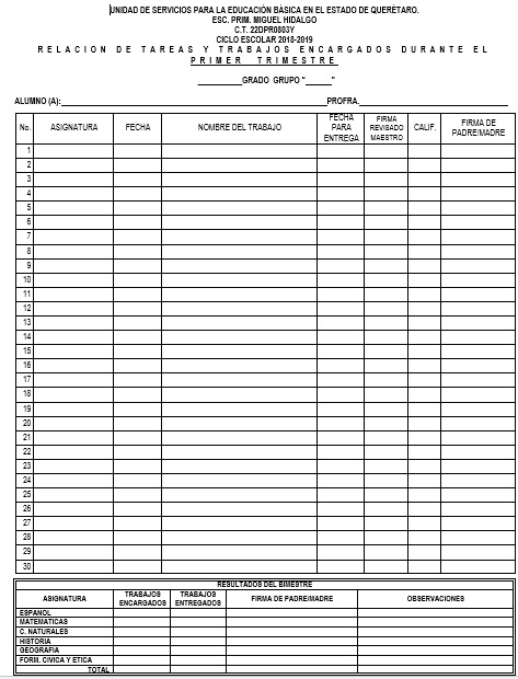 profe comparte tus ideas hoja para control de trabajos y tareas formato para registro de tareas