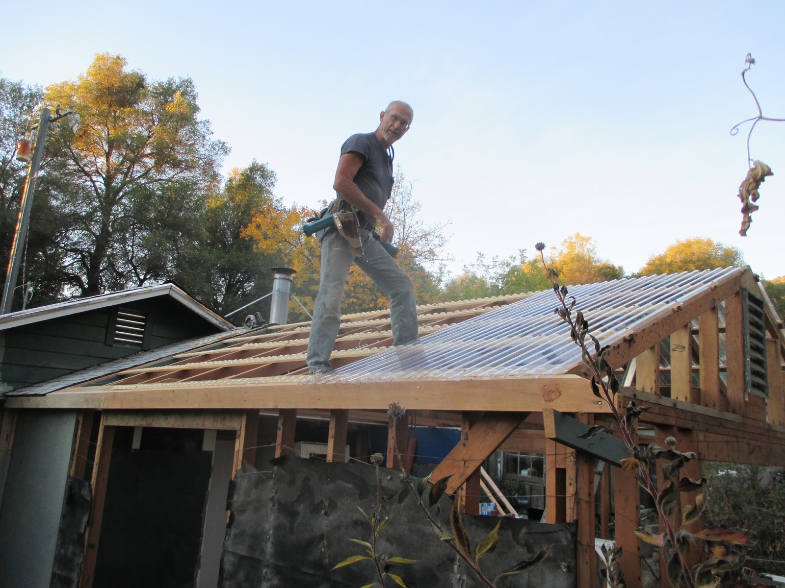 triangle greenhouse (roof panelssouth side, gable panels, and ridge