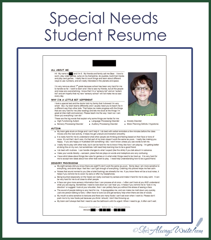 Kids resume examples