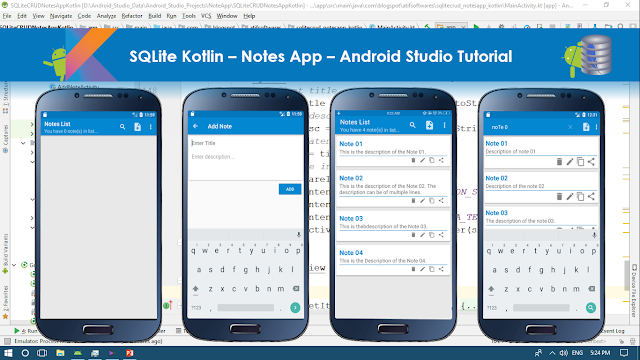 SQLite Kotlin – Notes App – Android Studio Tutorial