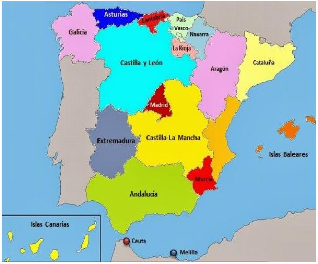 17 Autonomous Communities In Spain Map - Map