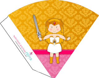 She Ra Bebé:Imprimibles Gratis para Fiestas. Conos= Cucuruchos para Imprimir Gratis de She Ra Bebé.