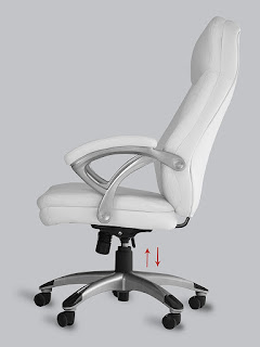 Height Adjustment Mechanism White Office Chair Office Factor White Leather Office Chair, Ergonomic Office Chair, Swivel High Back Office Chair