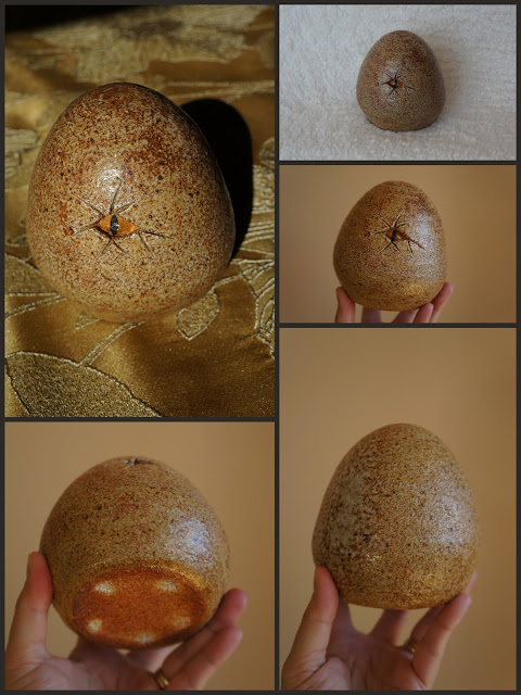 Soda fired pottery dragon egg by Lily L.