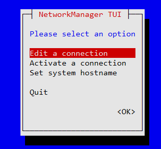 Figure (1.1) Network Manager Terminal User Interface.