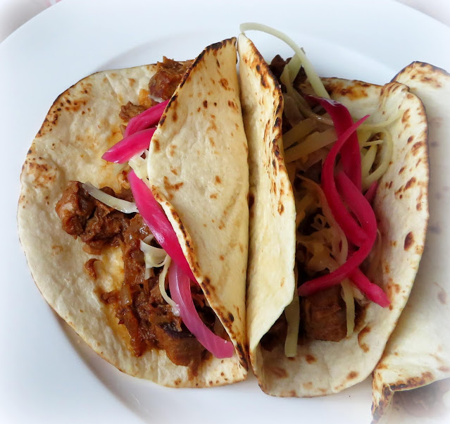 Beef Barbacoa Tacos with Sweet Pickled Onions