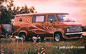 Vintage 1976 GMC cutom van ad featured wild paint to encourage you to buy their van and do-it-yourself.