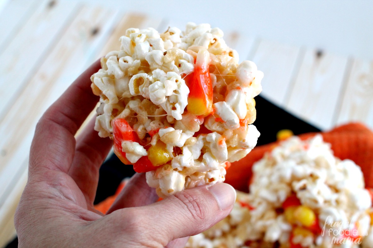 Frugal Foodie Mama Candy Corn Popcorn Krispie Balls
