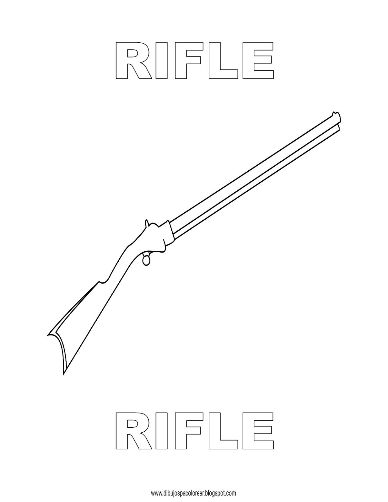 Dibujos Inglés Español Con R Rifle Rifle Dibujospacolorear