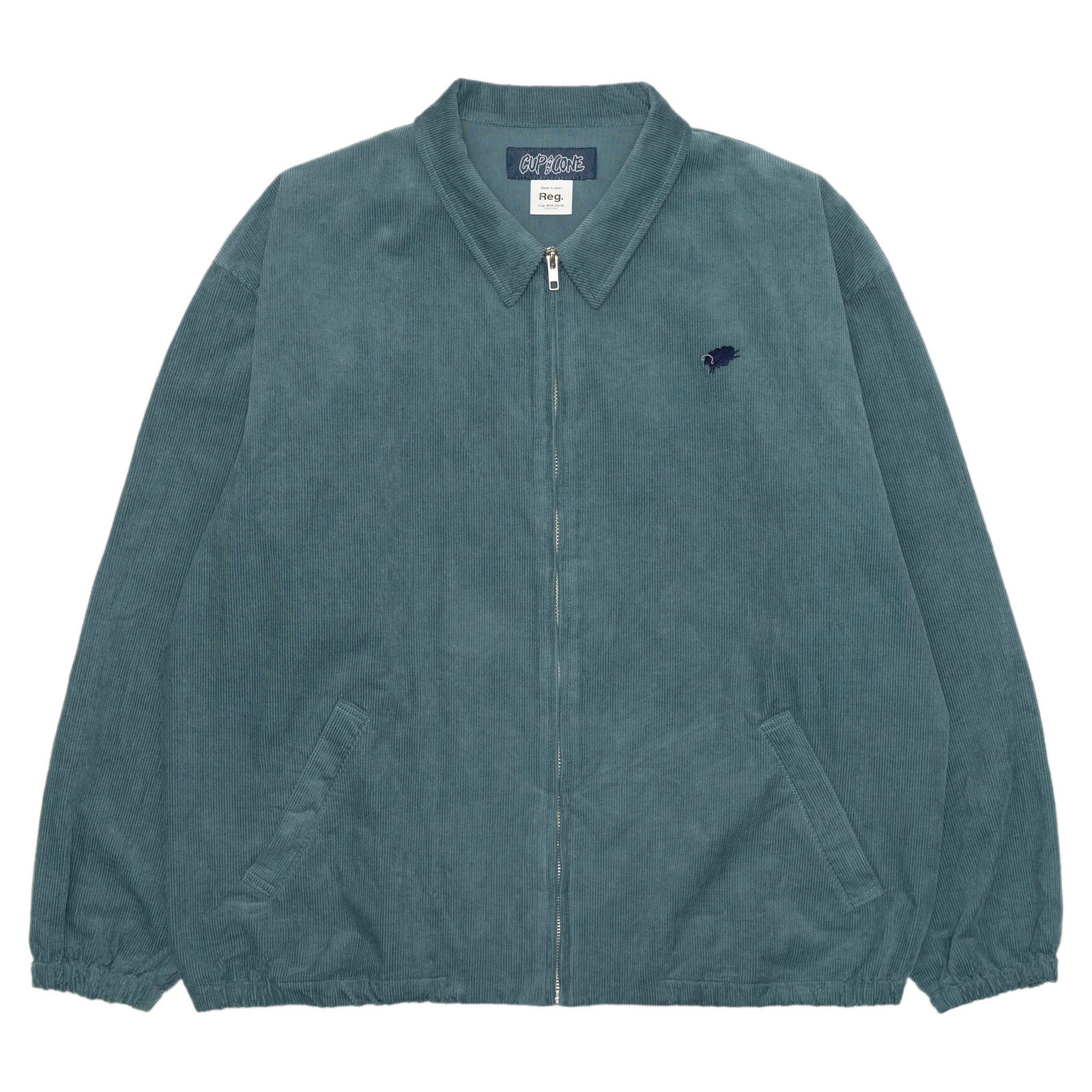 CUP AND CONE: Corduroy Zip Jacket - Peacock Green