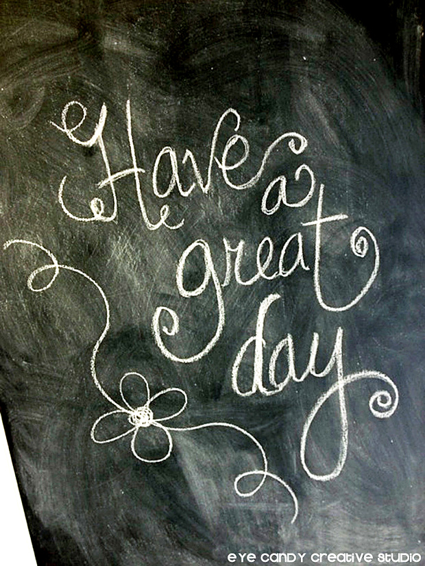 chalkboard messages on kitchen door, pantry door, hand lettered