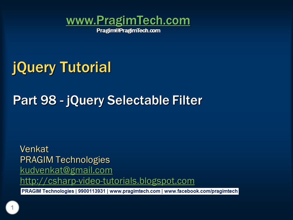 Sql server, and c video tutorial jQuery selectable filter