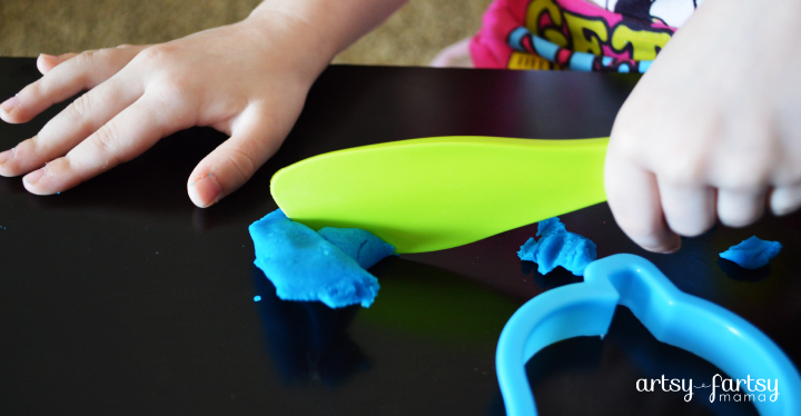 Use cookie cutters, child scissors, and dull knives with your DIY Playdough!