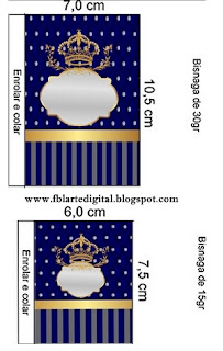 Etiquetas de Corona Dorada en Azul y Brillantes para imprimir gratis.