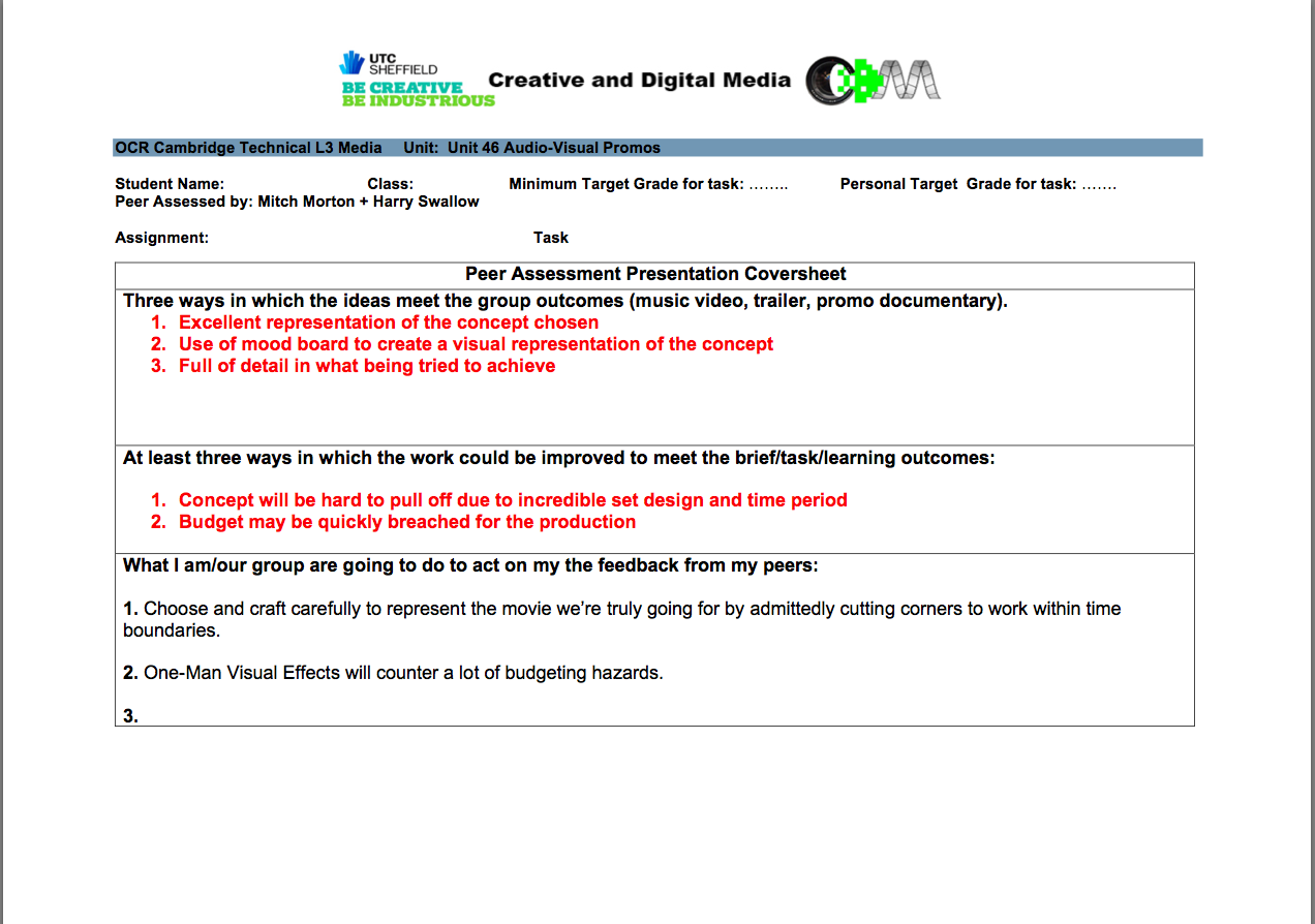 Unit 46: Audio - Visual Promos: LO3: 'RUSHES' Presentation Peer ...