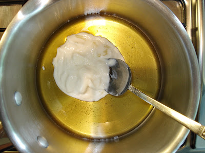 Pour the honey and yogurt into a small saucepan and add salt