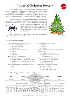 Download a ready-to-print PDF with a short reading about a very special Christmas present and two reading comprehension activities. CEFR level: A1.