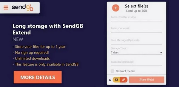 SendGB 免費檔案共享服務