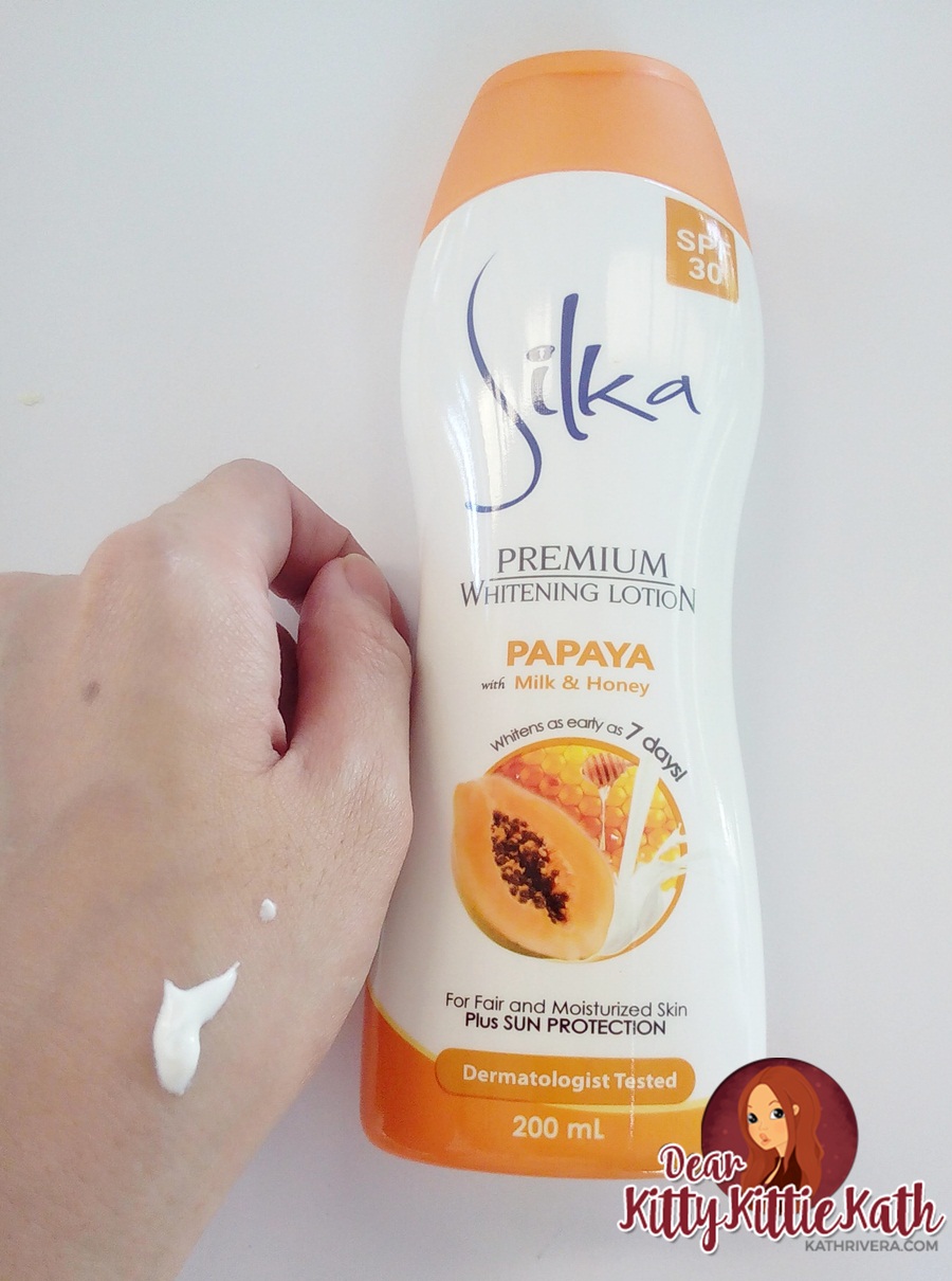 Product Review Silka Premium Whitening Papaya Lotion SPF30 with Milk and Honey Dear Kitty