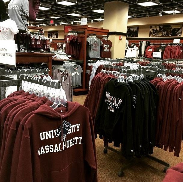 Sweatshirts and clothes at the UMass Amherst University Store