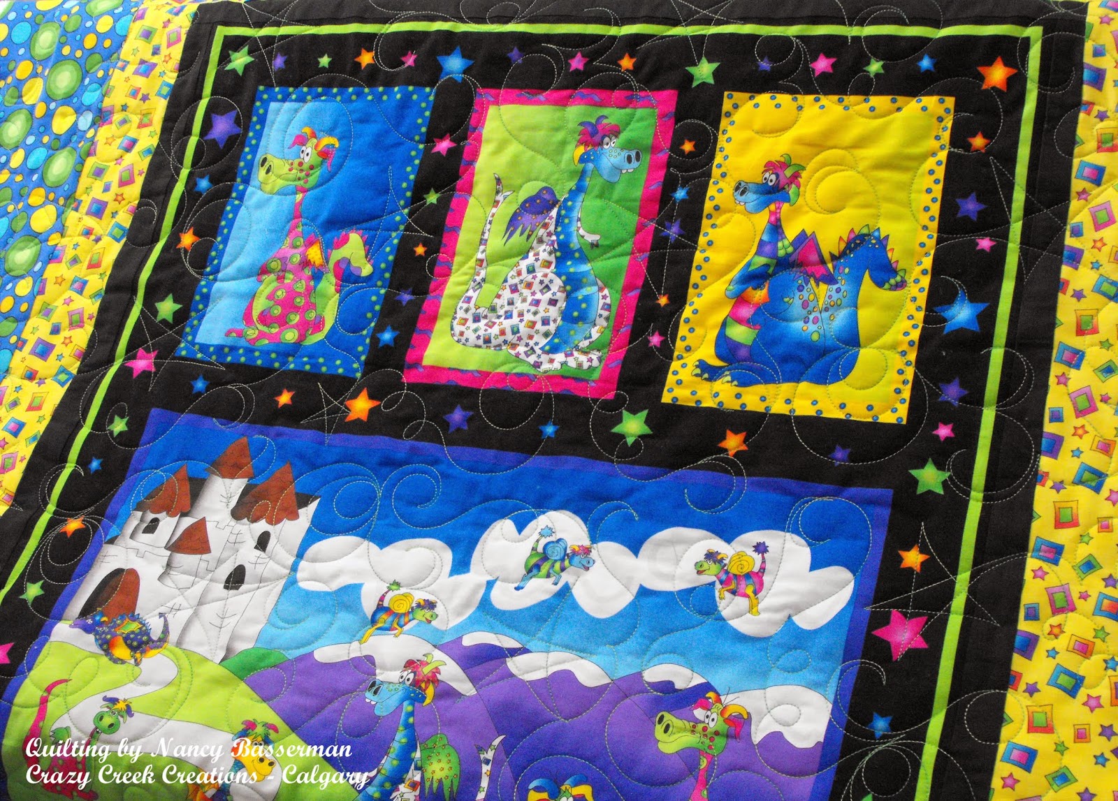 Crazy Creek Creations Still Smiling Dragon Panel Quilt by Donna
