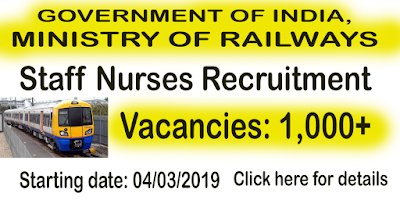 1937 Staff Nurse and other Paramedical Vacancies in Railway