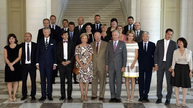Prince Lorentz, Princess Astrid, Queen Paola, King Albert, Prince Philippe, Princess Mathilde, Prince Laurent and Princess Claire