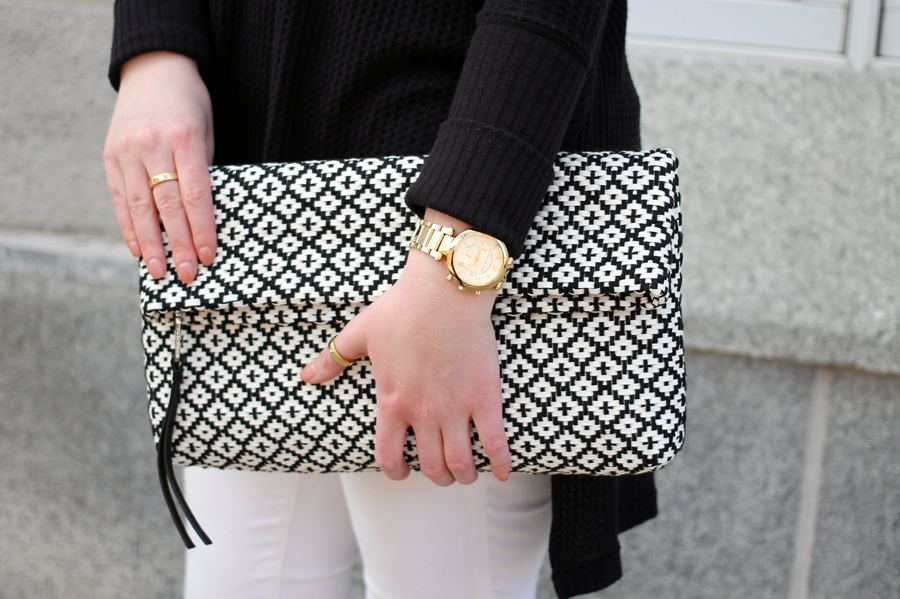 boston blogger outfits, boston blogger spring, black and white street style, street style boston, vince camuto woven clutch, woven black and white clutch, free people thermal top, free people at lord and taylor, shop my post