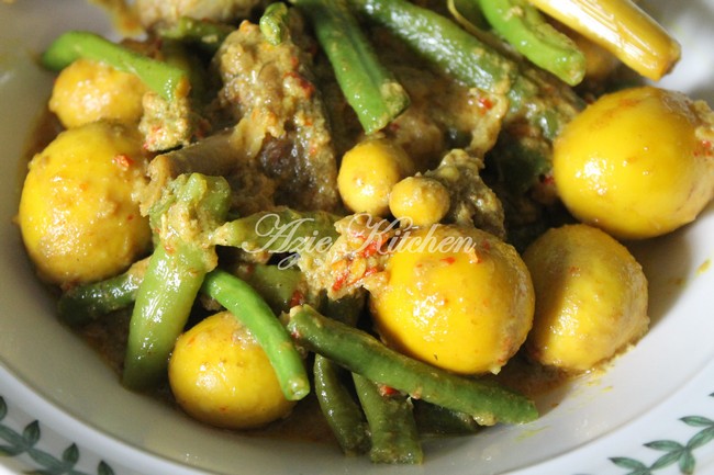 Rendang Kacang Panjang Dengan Isi Perut Ayam Nismilan 