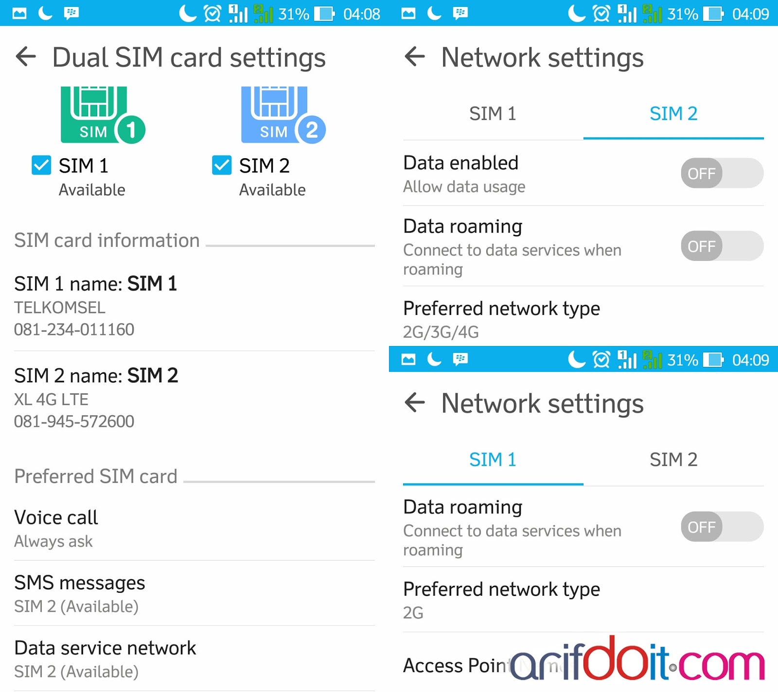 2G/3G/4G bila SIM 2 u/ Data Service