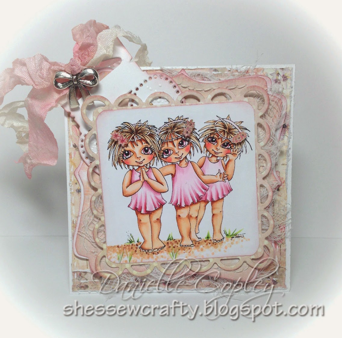 Digi Stamps 4 Joy Angels 3 R We pink card with Prima Princess paper and Magnolia Tag Die from Scrapbook Maven