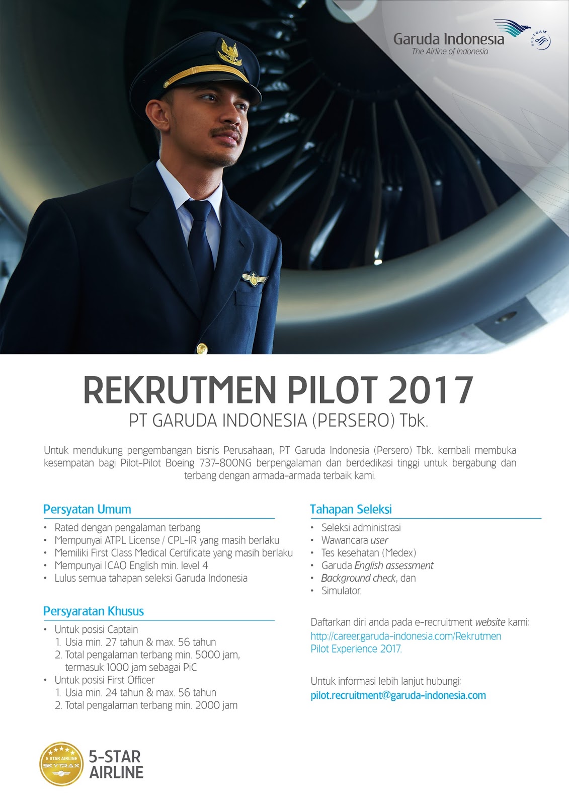 Indonesia Pilot Recruitment 2017 Garuda Indonesia Air Generation