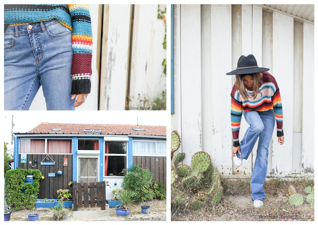 julie eye see,billabong,billabong women europe,pull,jean flare,denim,connotes,landes,rainbow,mode,photo shooting,sunrise never ends