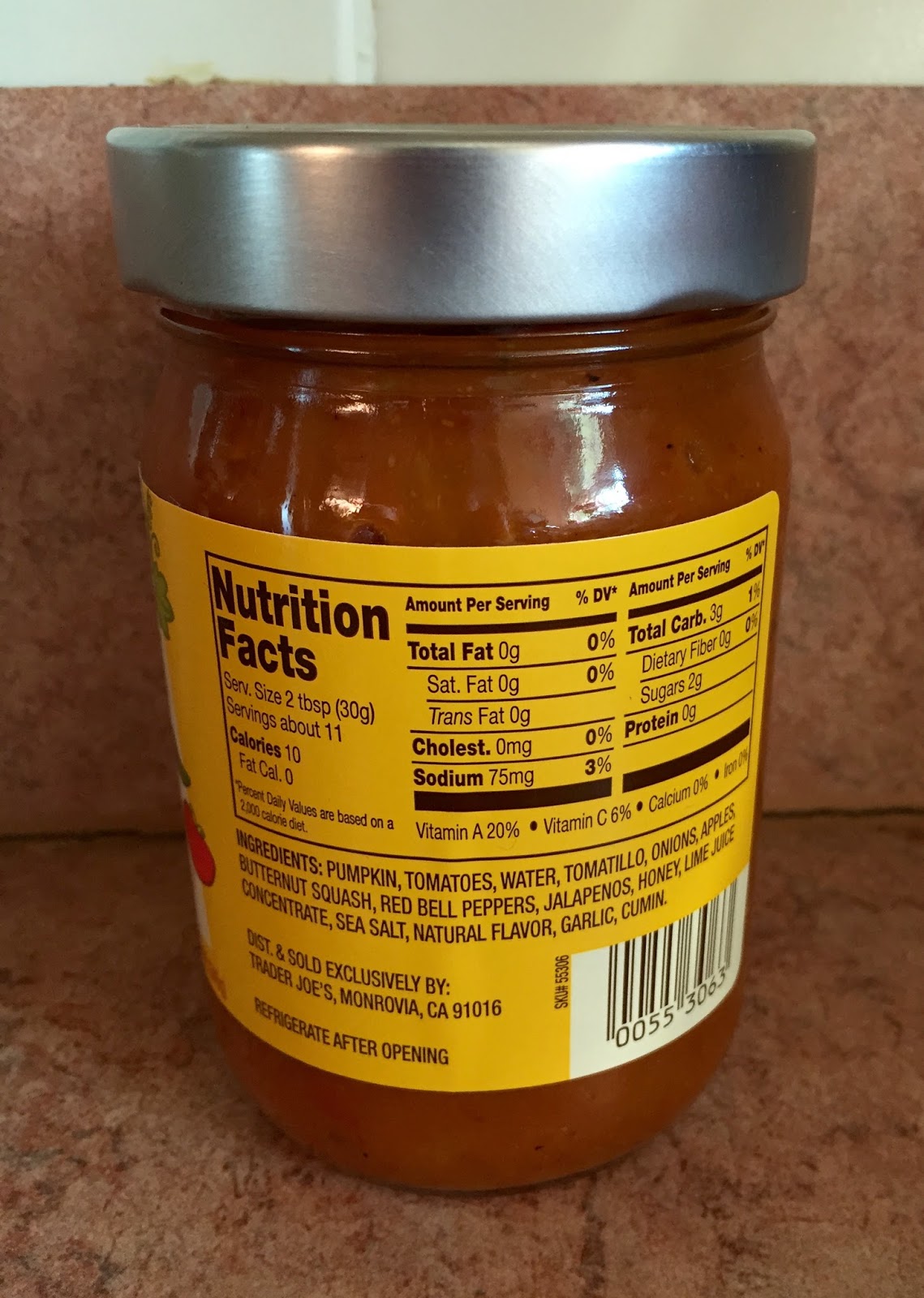 Trader Joe's Fall Harvest Salsa, Sweet Potato Tortilla Chips, & Pumpkin